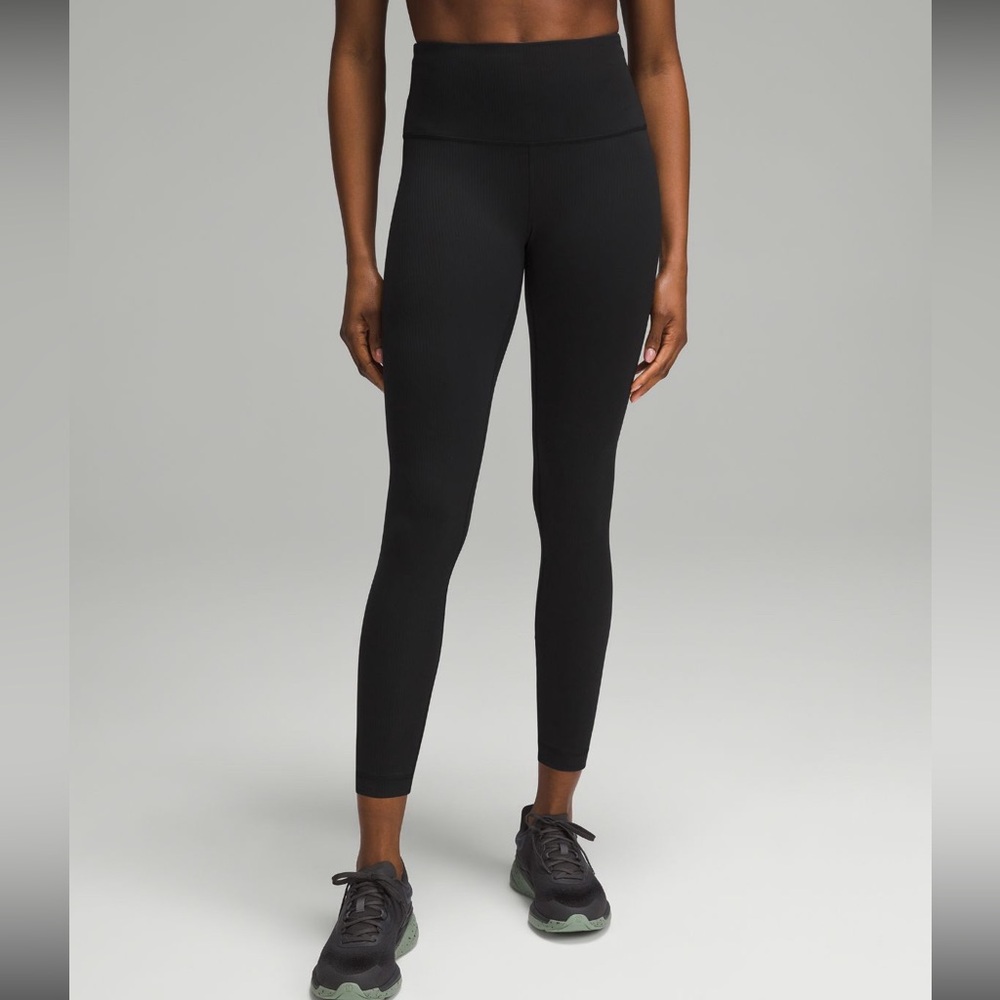 LULULEMON NWT Wunder Train High-Rise RibbedTight 25" Black Women's Leggings
